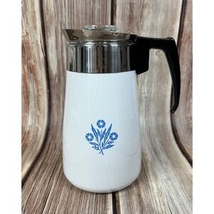 Vintage Corning Ware 9 Cup Coffee Percolator Blue Cornflower Pattern